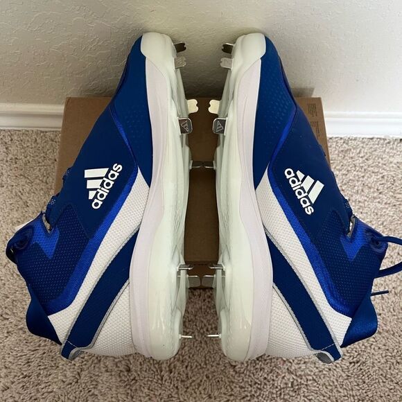 Adidas Icon 7 Mid Metal Baseball Cleats Blue/White